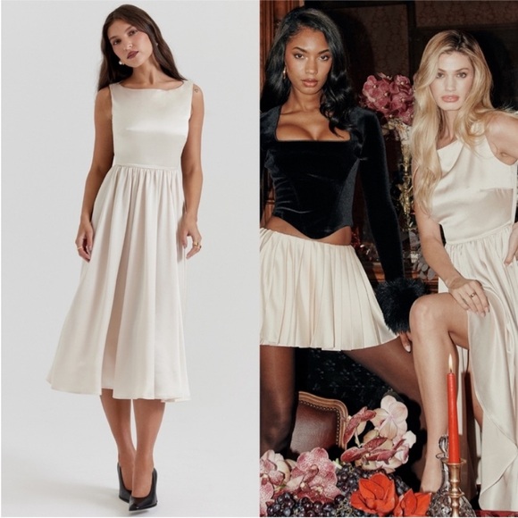 NEW House of CB Shayla Dress Vintage Cream Small - Picture 1 of 16
